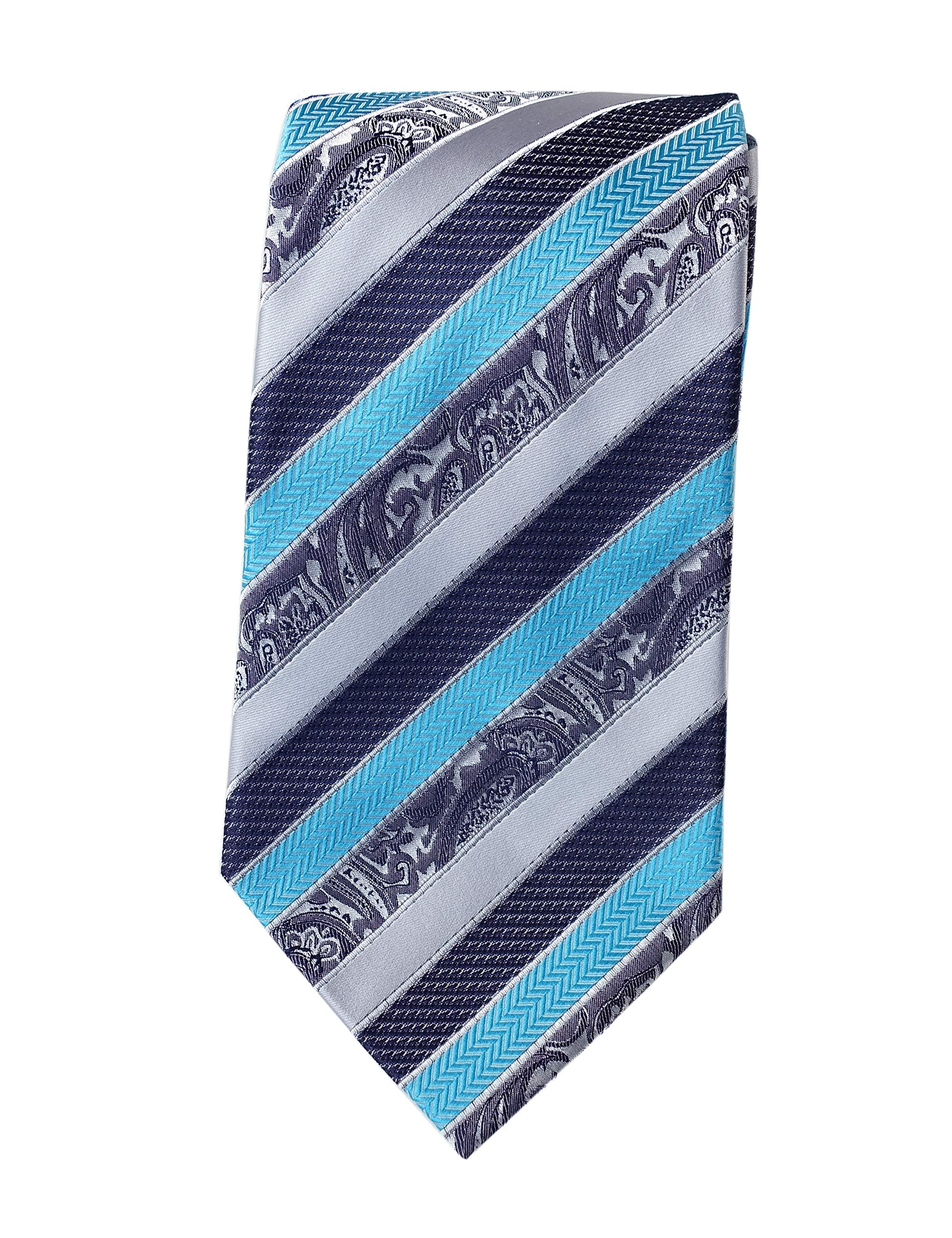 Extra Long Men's Tie – 63 Inch Woven Jacquard Blue Ripple Necktie, 100% Polyester - View #8
