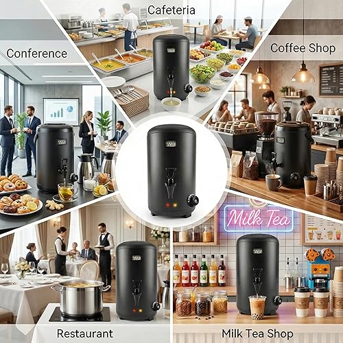 Miniatura 8 de Dispensador de bebidas aislado, con pantalla de temperatura, dispensador de bebidas frías y calientes de 80 tazas, acero inoxidable, calefacción