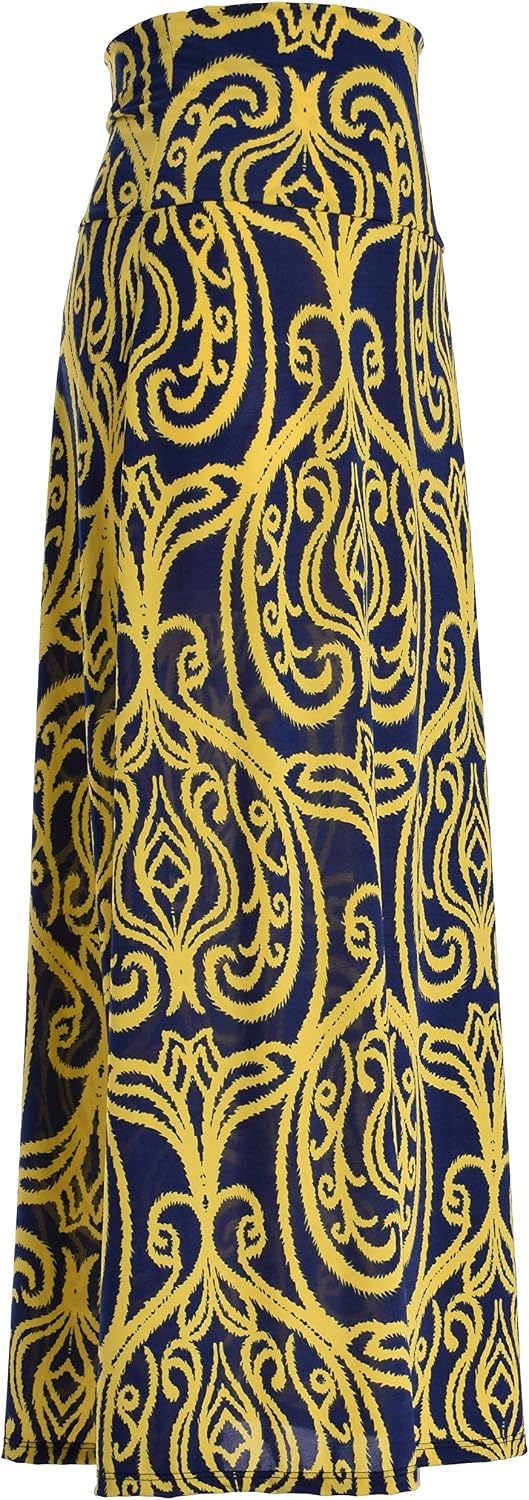 VIV Collection Women's Printed Full Maxi Skirt