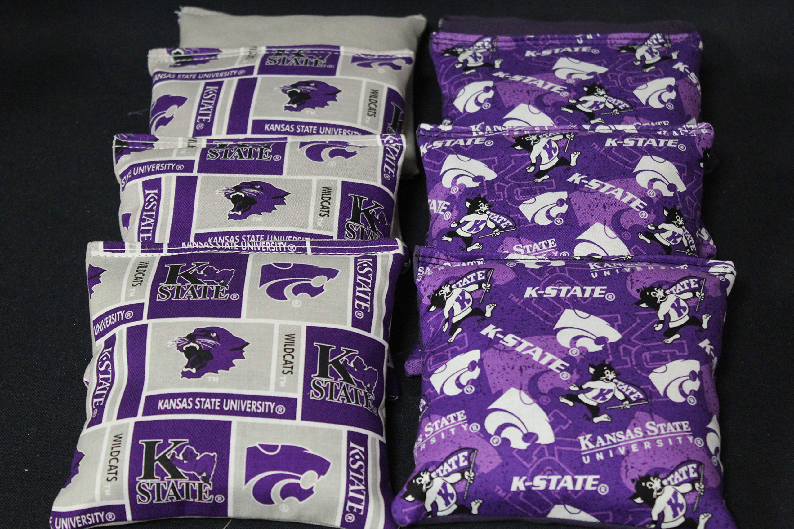 BackYardGamesUSA Set of 8 Regulation Cornhole Bags Made with Kansas State Fabric