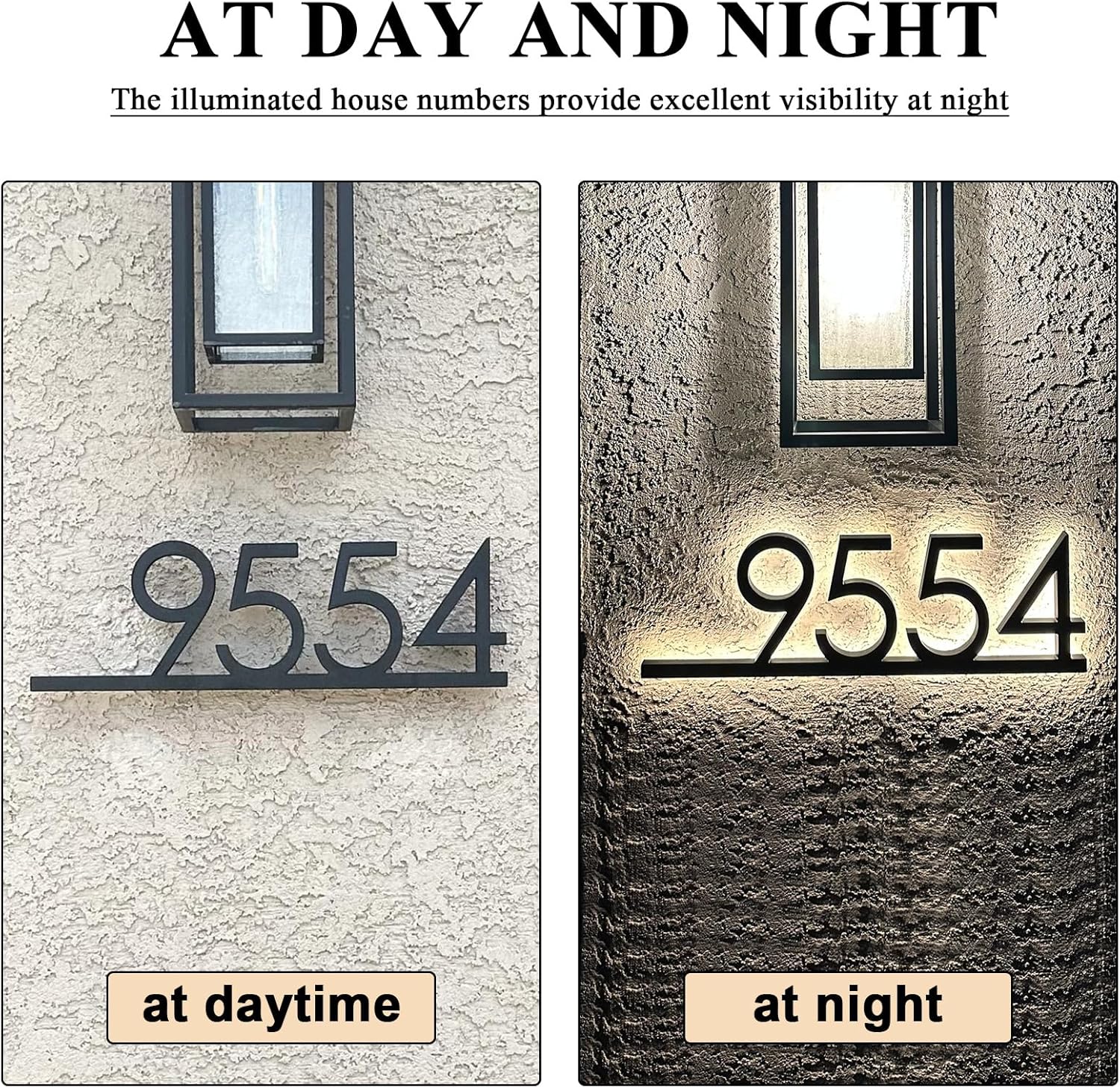 Lighted House Numbers for Outside - Waterproof LED Address Sign with Backlit Acrylic Panel - Illuminated House Number Plaque - Modern Outdoor Address Numbers Light up for Home Yard