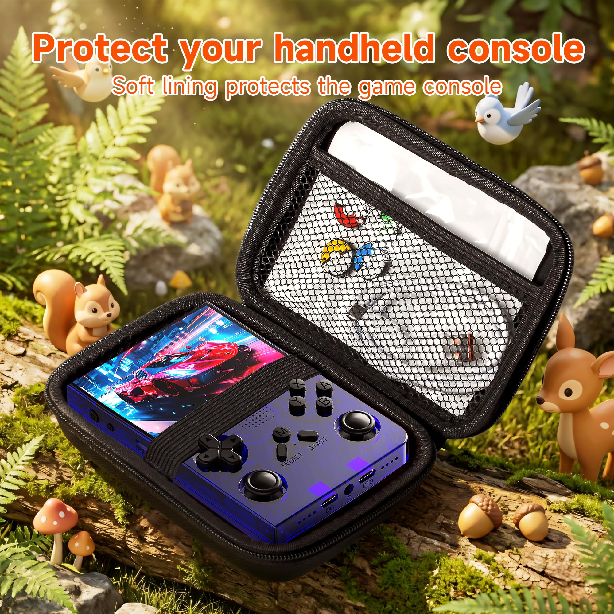Console di gioco portatile retrò R40 con custodia, sistema open source, schermo IPS da 3,5", oltre 18.000 giochi classici, scheda TF da 128 G, batteria da 3000 mAh, lettore da gioco portatile da