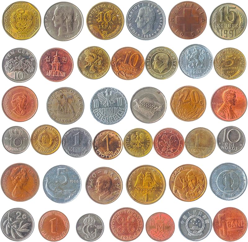 Set of 40 Coins from 40 Different Countries Coins LOT