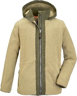killtec Boy's Kow 129 Bys FLC Jckt Sherpa Hooded Fleece Jacket, Green, 140 (EU)