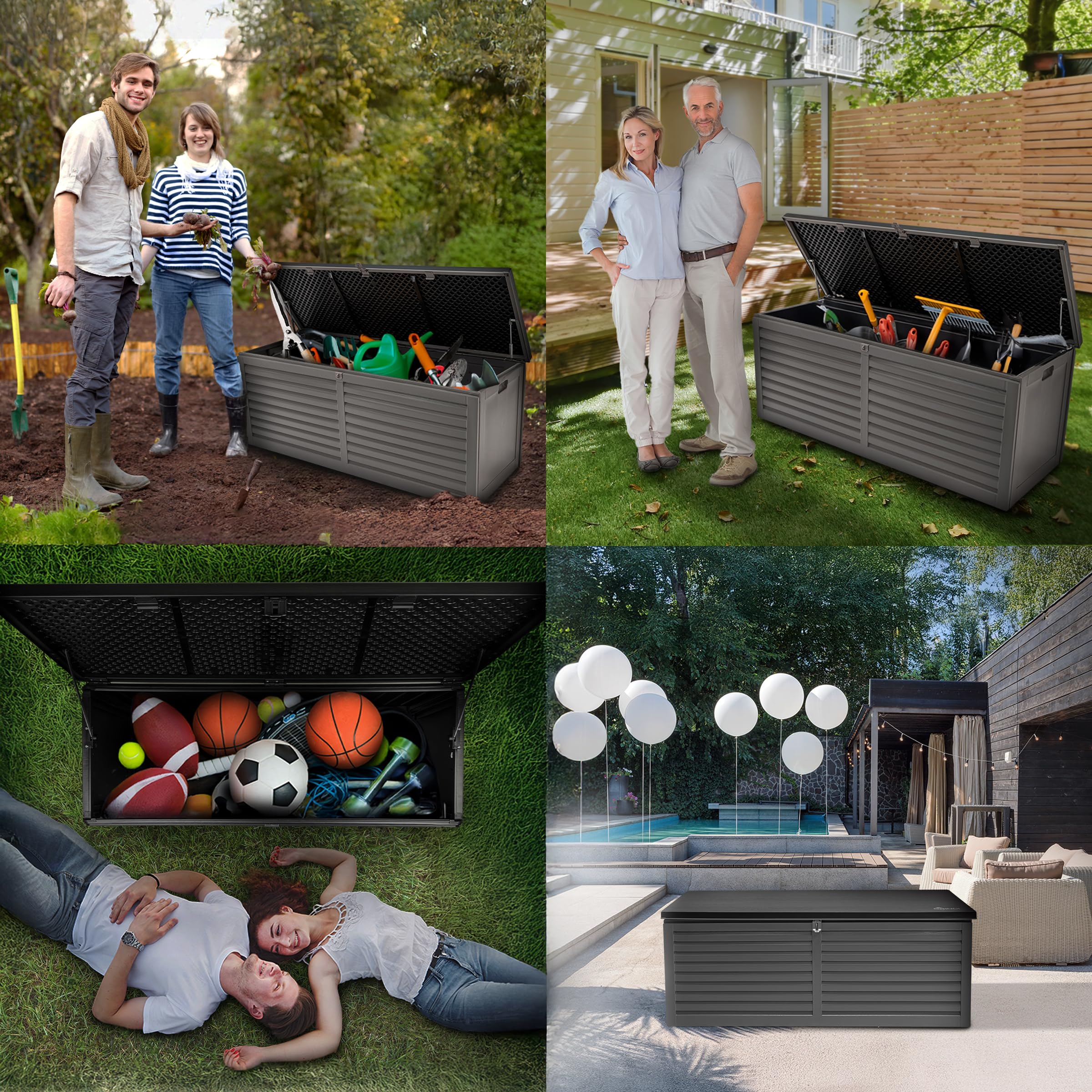 Grindi - Gartenbox 390 L - Auflagenbox wasserdicht Larus - Aufbewahrungsbox mit Deckel Garten - Kissenbox Outdoor wasserdicht - Geräteschuppen - Balkonmöbel - Gartenmöbel