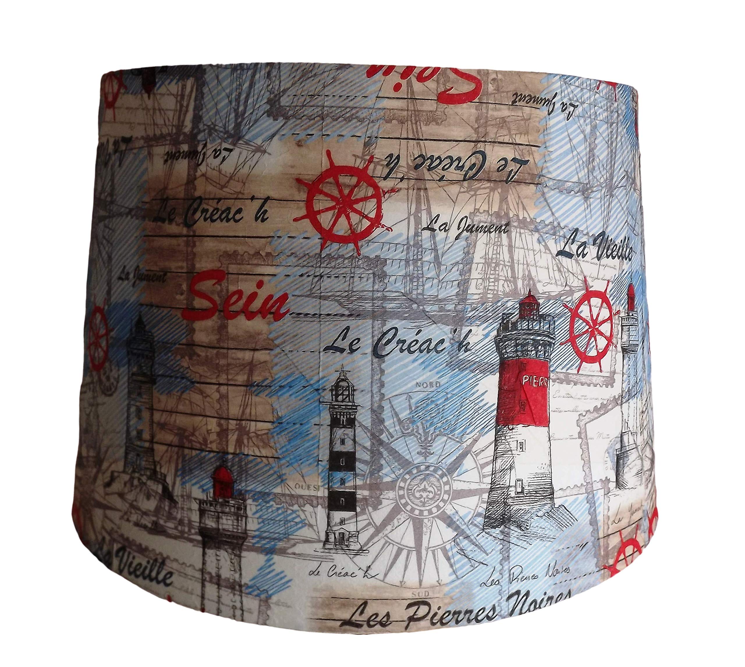 Lighthouse lampshade French shabby Chic blue white red