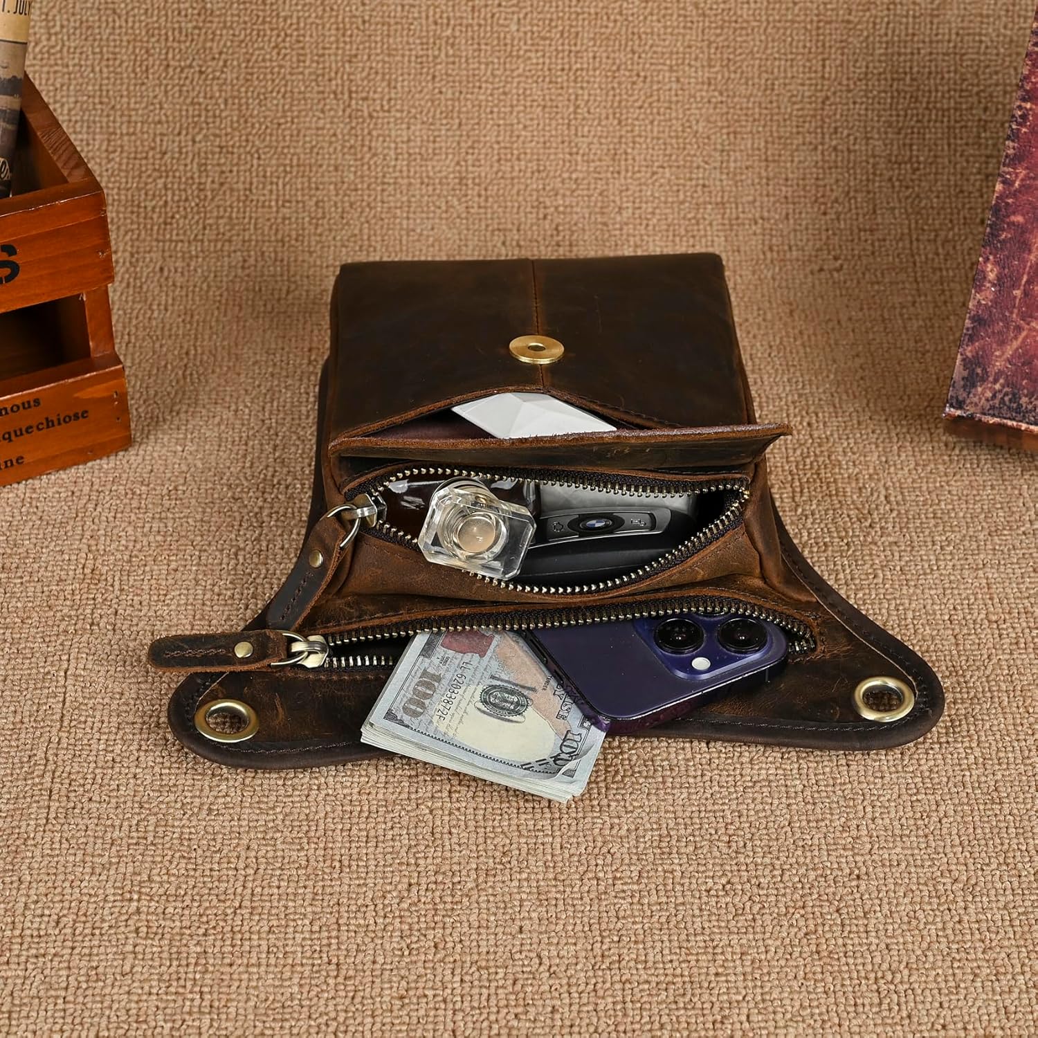 Canvas + Leather Motorcycle Travel Fanny Waist Pack Drop Thigh Leg Bag Pouch For Men Women FB2141 - Image 6