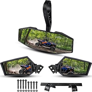 SAUTVS Center Convex Rearview Mirror and Adjustable Folding Side Rear View Mirrors Kit for Polaris RZR XP XP4 1000 Turbo S 4 1000 900 2014-2023 Accessories (Replace #2881198, #2881540)
