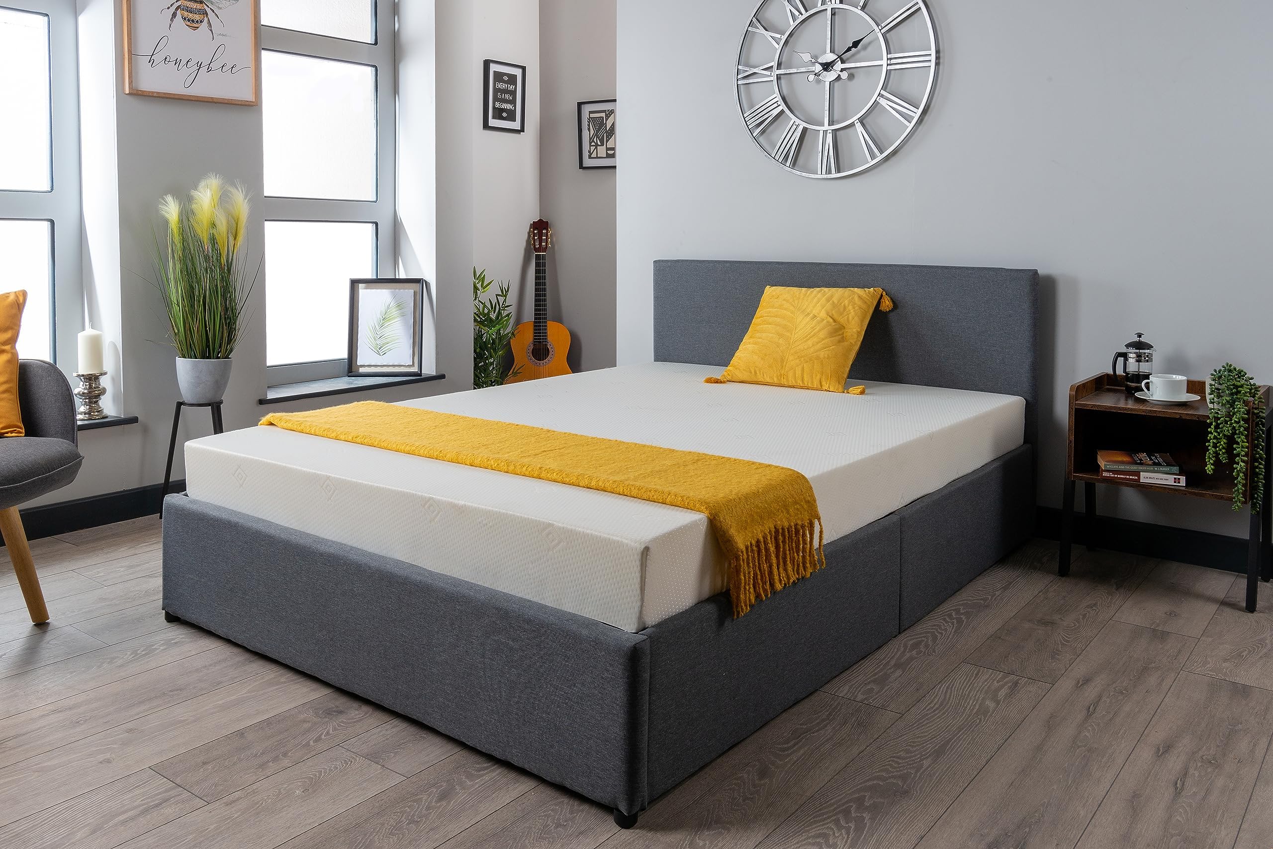 Grey Ottoman Storage Bed (Gas Lift), Sleep Factorys Havana Linen Upholstered Bed Frame - 5ft King size (150 x 200 cm)