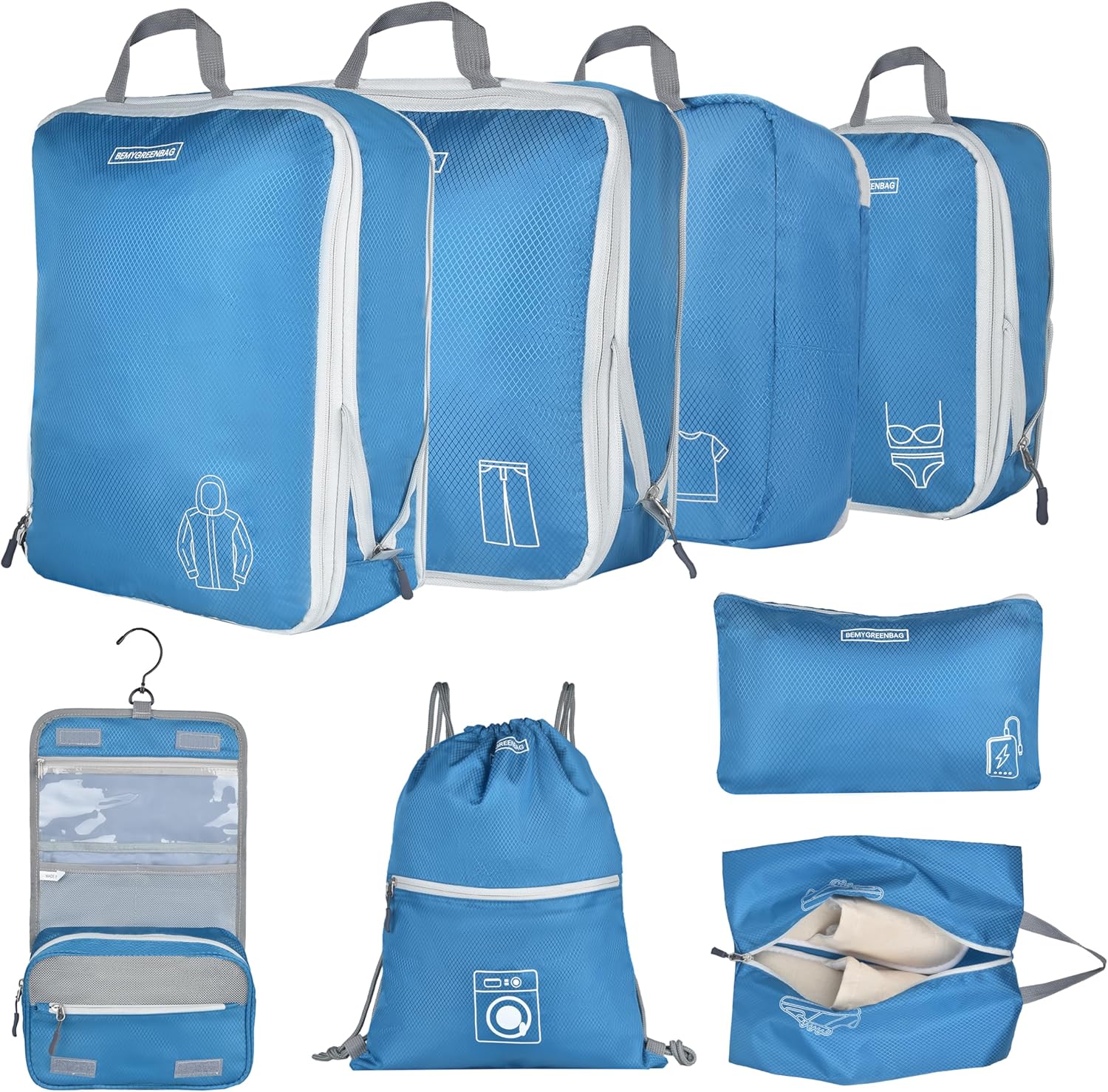 8 Set Expandable Compression Packing Cubes for Suitcases