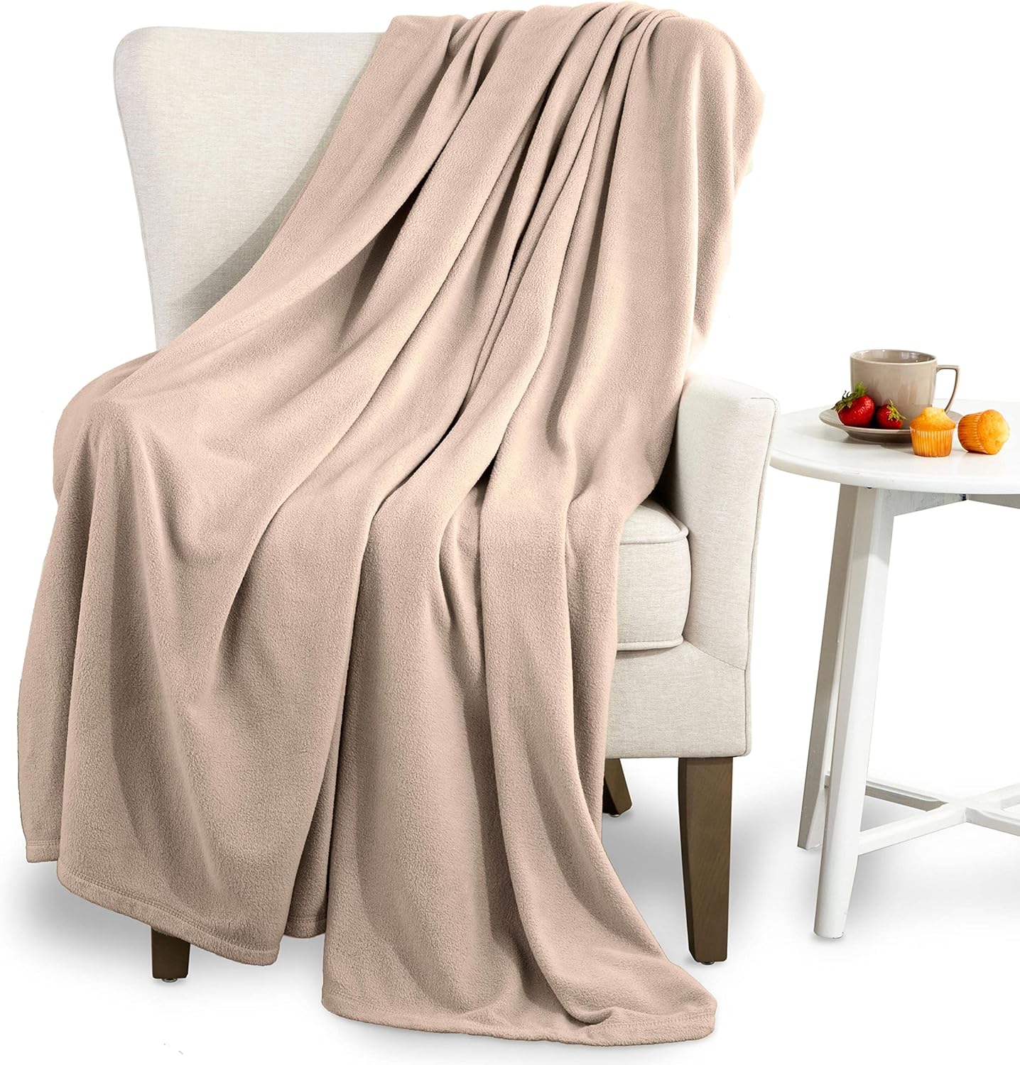Martex Fleece Blanket King Size - Fleece Bed Blanket - All Season Warm Lightweight Super Soft Anti Static Throw Blanket - Beige Blanket - Hotel Quality- Blanket For Couch (108x90 Inches, Beige)