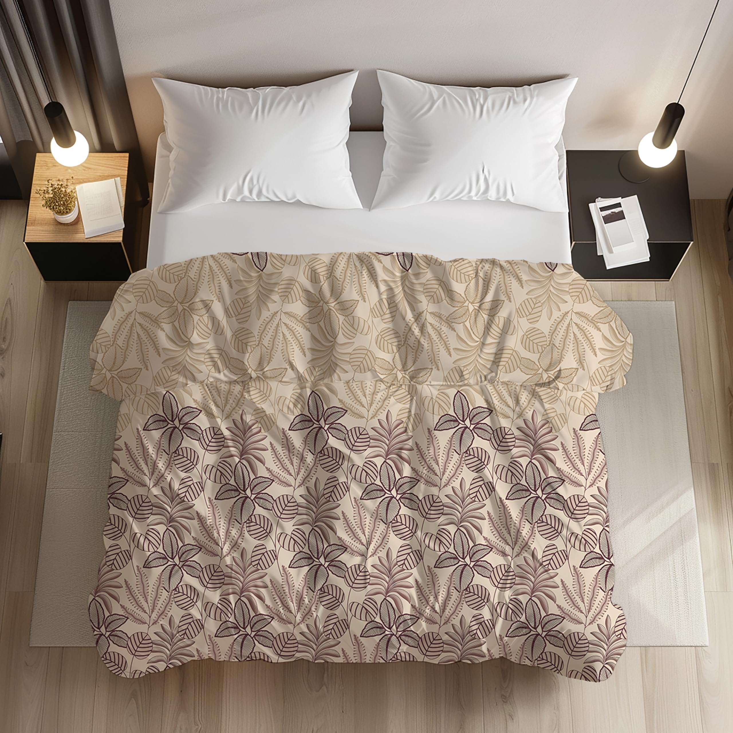 LOOMLYFE 200TC Premium Glace Cotton Duvet Cover/Comforter Cover/Rajai Cover/Blanket Cover/Quilt Cover for Double Bed with Zipper 90"x100" inches - MaroonCoconut