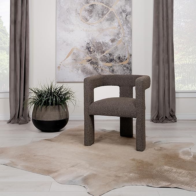 Sillón Tapizado Curvo Chocolate Contemporáneo miniatura 2