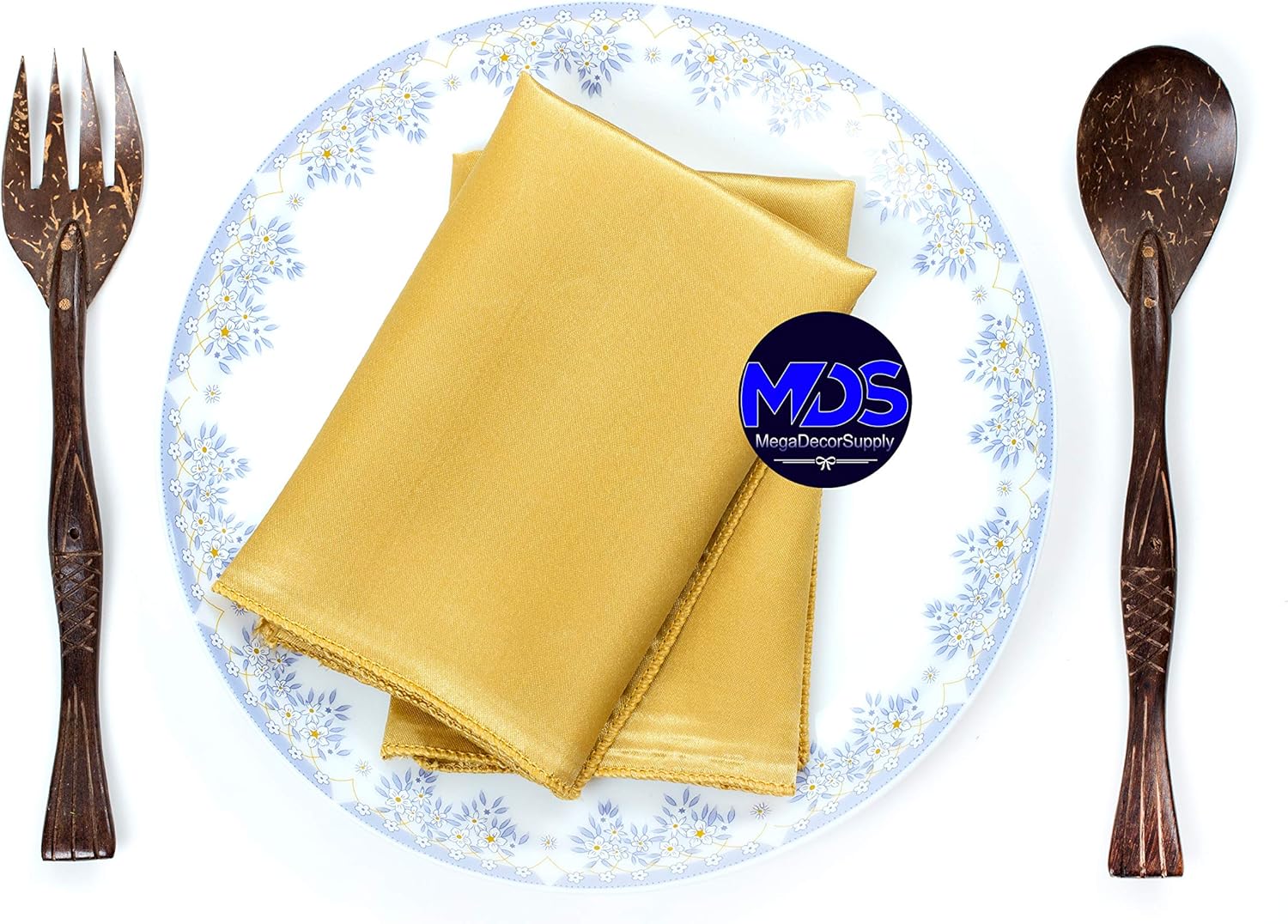 MDS Set of 100 PCS Satin Napkin 20x20 Inch Square, Dinner Table Napkins for Wedding, Bulk Silky Sateen Cloth Napkins for Restaurant Banquet Graduation Birthday Party Decoration - Gold