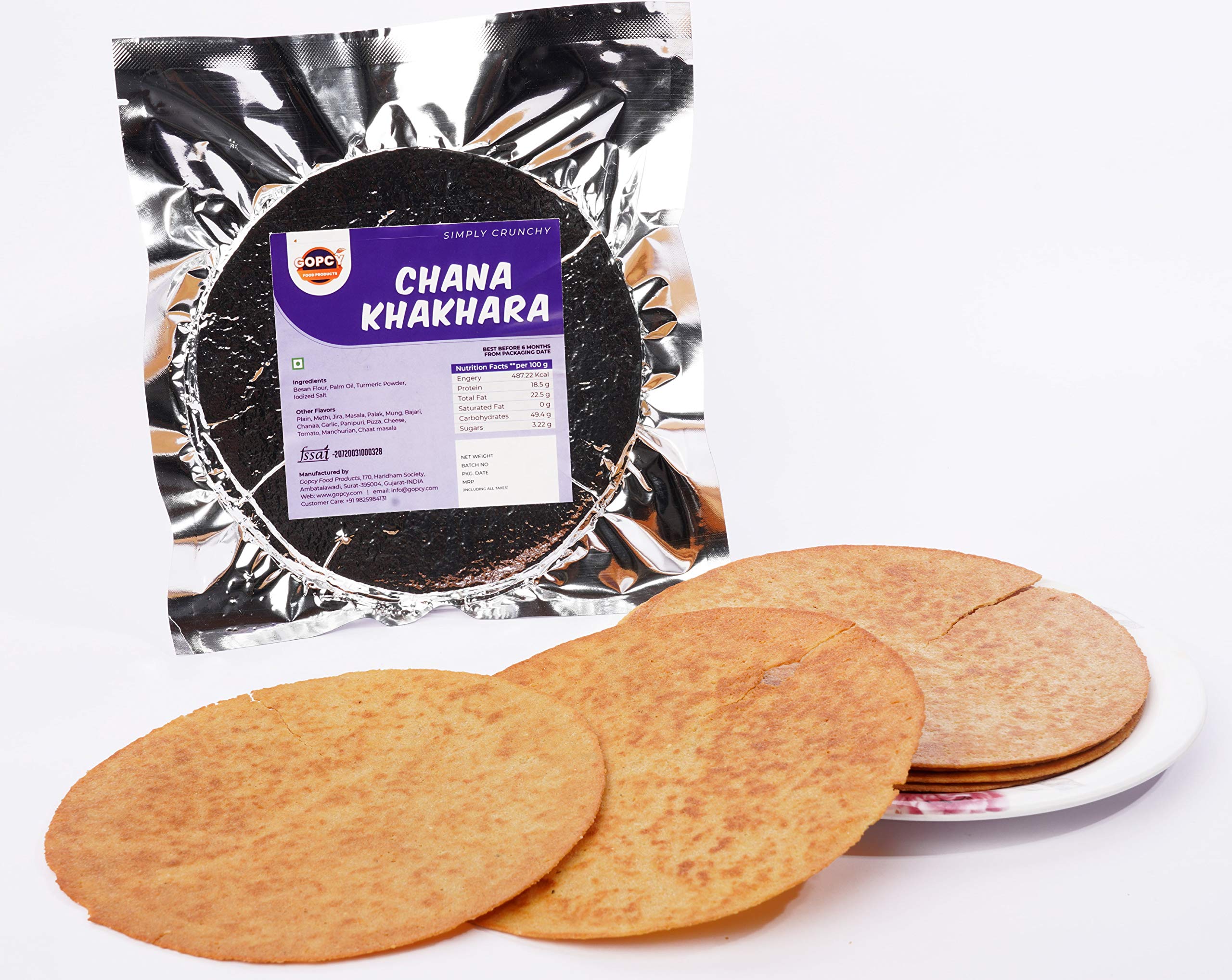 Gopcy Chana Khakhra Packets of 4(800 gm) - Roasted Diet Snacks (B0861BRWXB) Amazon Price History, Amazon Price Tracker