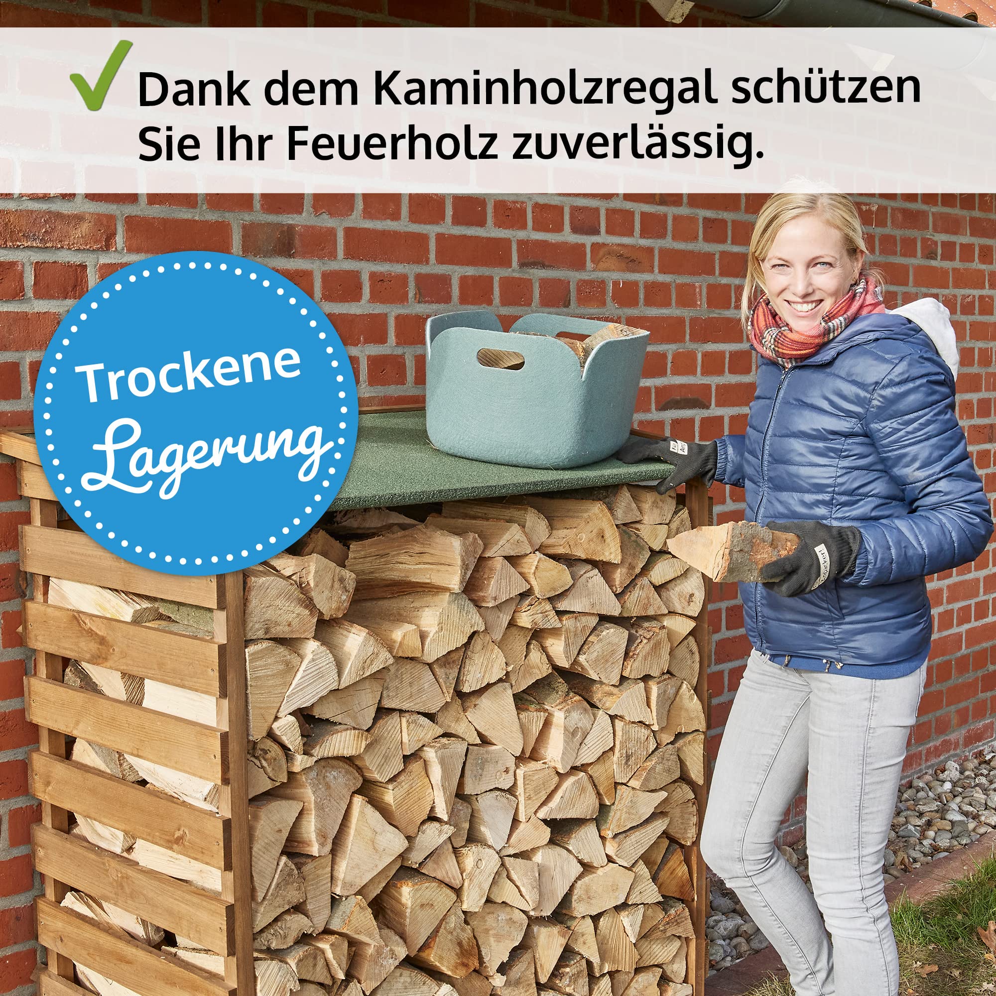 zooprinz Brennholzregal außen aus lasiertem Holz – Kaminholzregal | Holzunterstand für Kaminholz und Feuerholz – Holzstapelhilfe für draußen, Garten, Terrasse und Hauswand