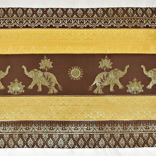 Miniatura 6 de AeraVida Juego de 2 fundas de cojín de seda con estampado de elefante tailandés neutro y rayas de sol (blanco)  Fundas de almohada con estampado de