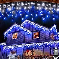 Vista 1 de Luces LED de Navidad de 66 pies con 140 gotas, 490 luces LED para interiores y exteriores, 8 modos de iluminación, luces de hadas impermeables