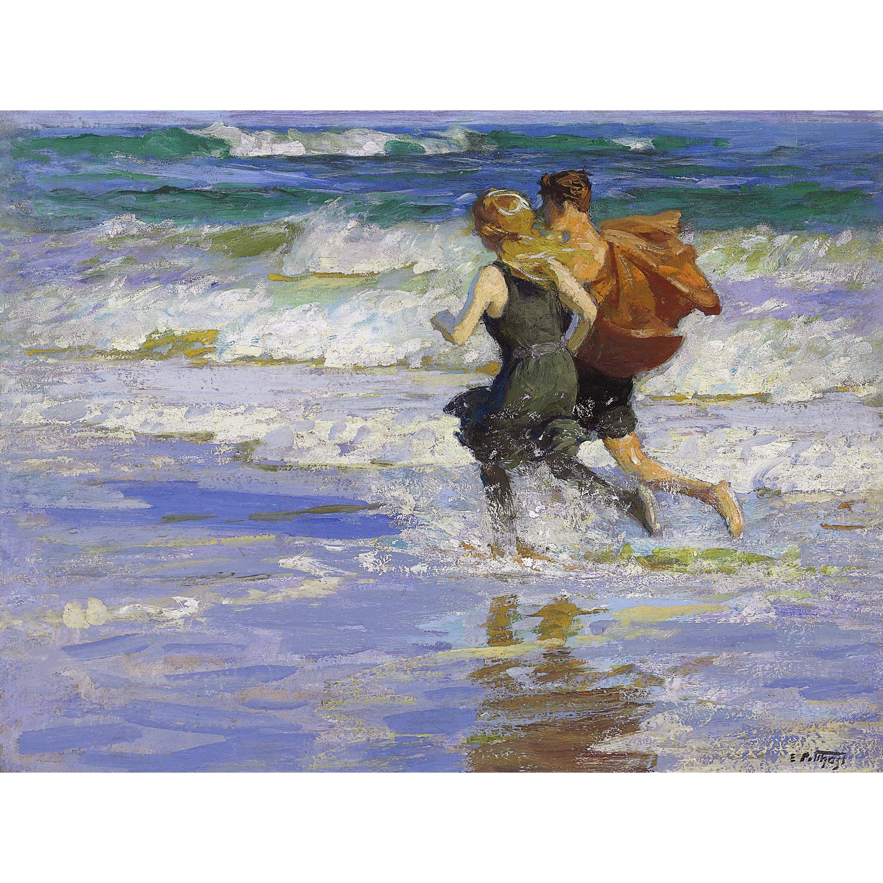 Potthast Beach Waves Couple Seascape Painting Large Wall Art Print Canvas Premium Mural