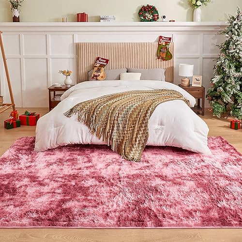 Miniatura 124 de Andency - Tapete de pelo largo sintético de interior, 4 x 6 pies, color gris oscuro estilo teñido anudado, afelpado, suave y mullido