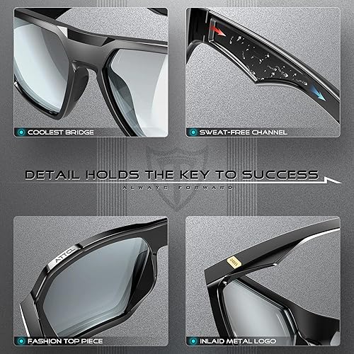 Miniatura 5 de ATTCL Gafas de sol polarizadas para hombre, gafas deportivas casuales con protección UV, marco hexagonal TR90