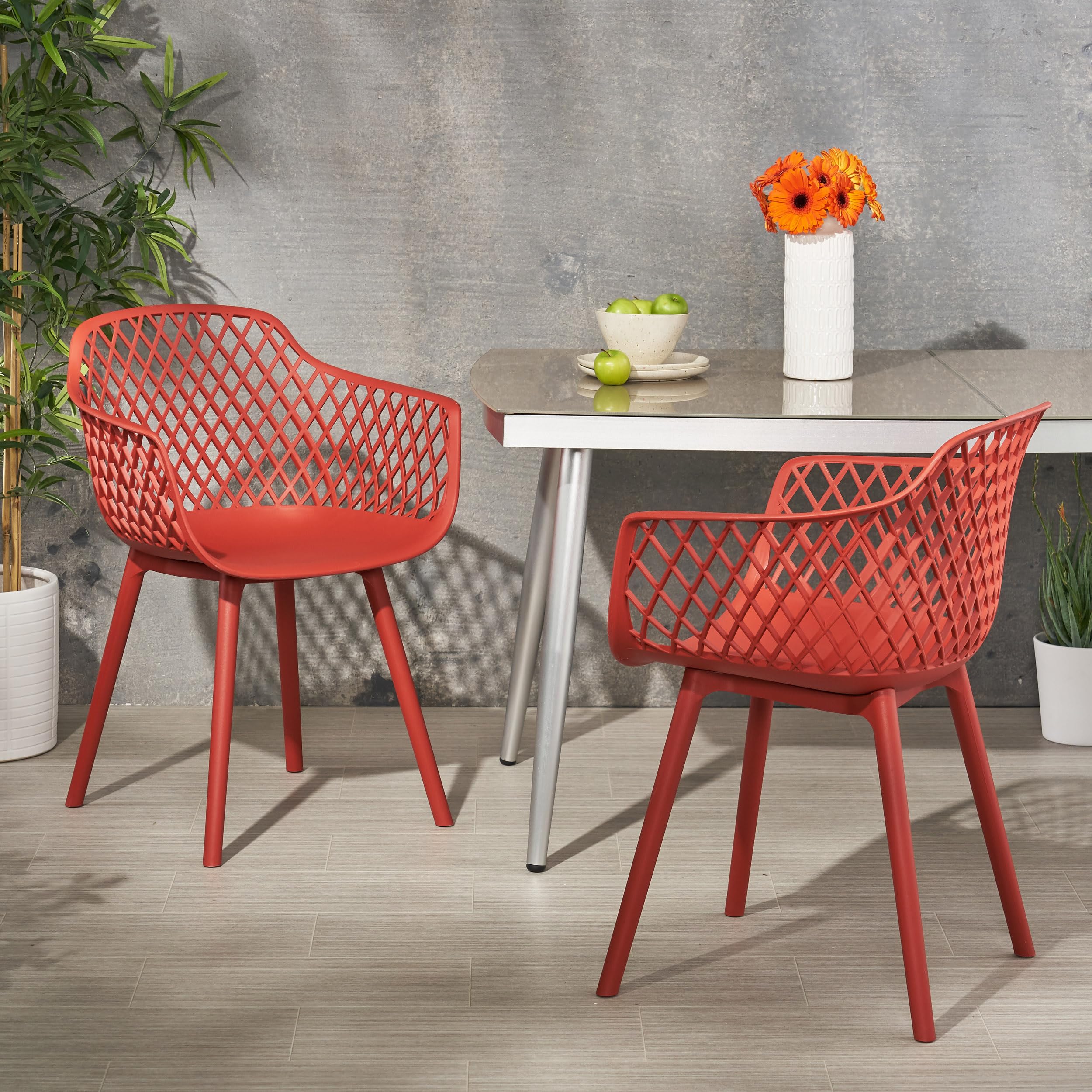 VeroFree Modern Red Dining Room Chair Sturdy Wooden Frame, Padded Seat, Comfortable Stylish, Kitchen, Dining Table, Breakfast Nook, Set of 2 4