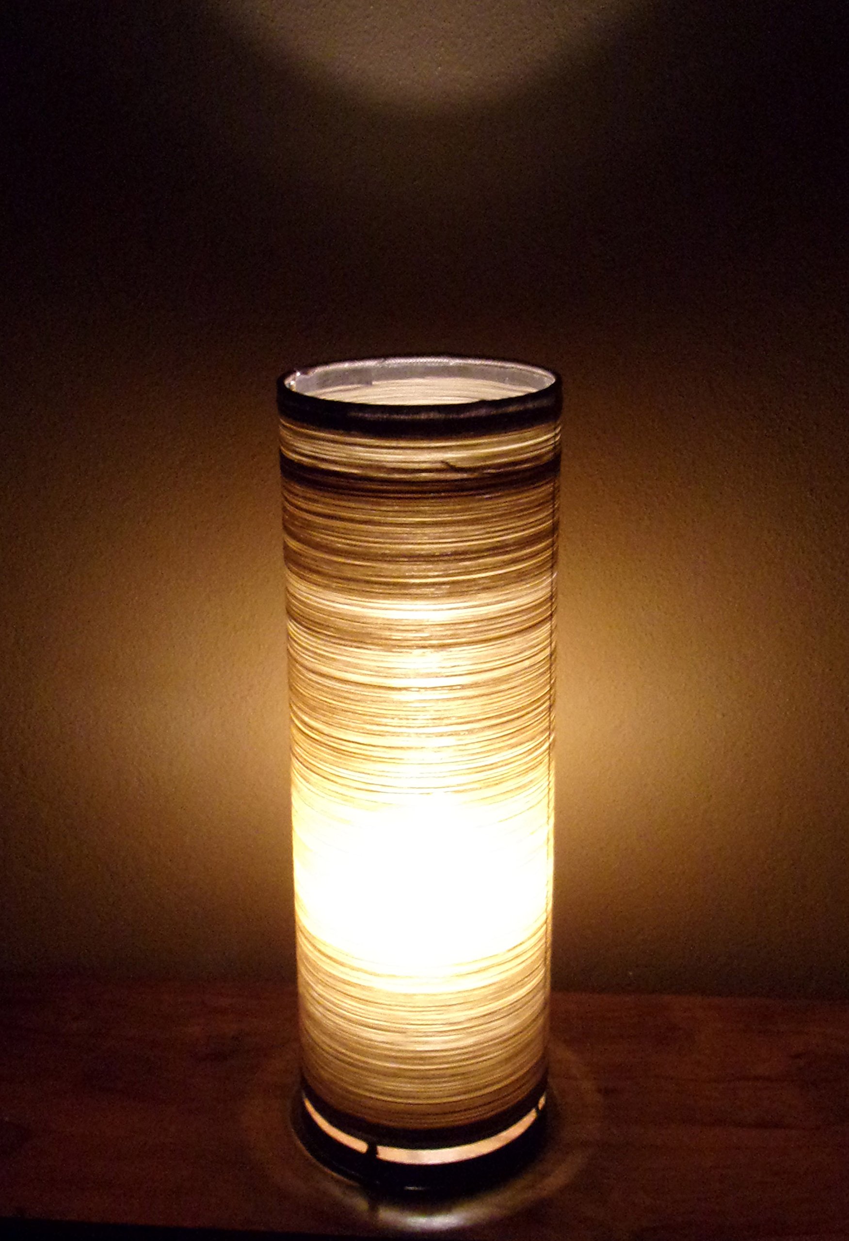 Unusual Hand Made Coffee & Silver Cylinder Lamp Ethnic Bali Table lamp 55cm