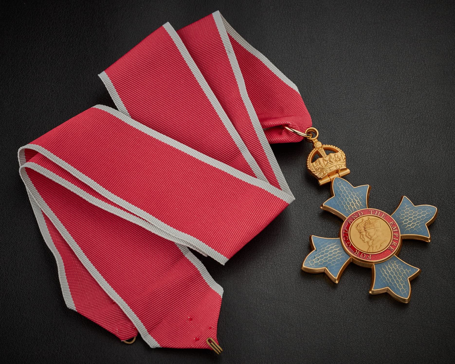 Full Size Replica Commander of the Order of the British Empire CBE Medal. Civil Ribbon/Division/Honour. 24ct Gold, Enamel, 70cm Neck Ribbon