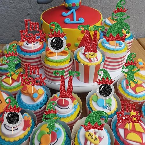 Vista 132 de Rsstarxi Paquete de 30 adornos navideños para cupcakes de hombre de jengibre con purpurina para baby shower, decoración para temática de Feliz