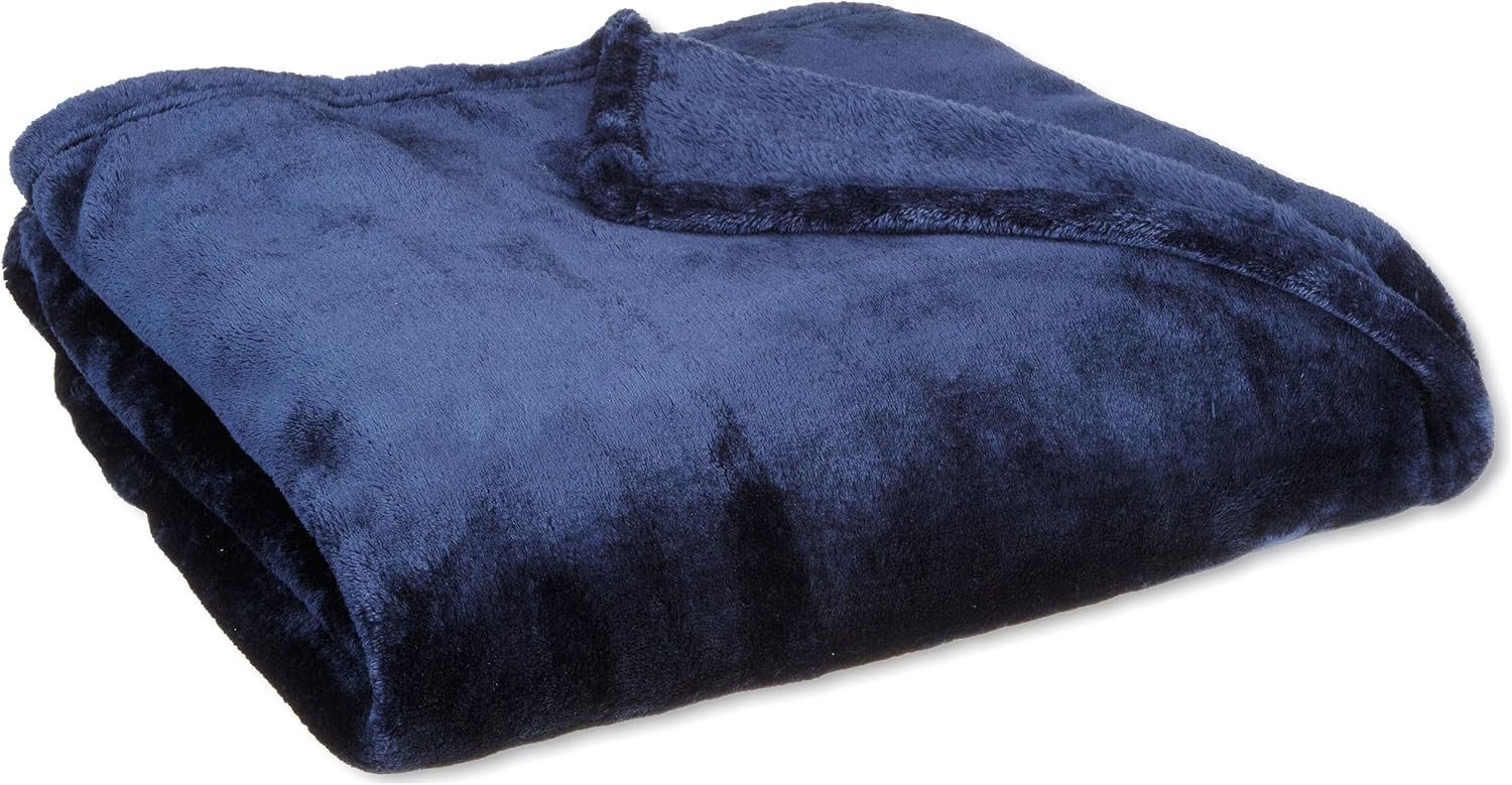 Northpoint Cashmere Plush Velvet Throw, Navy Home & Kitchen