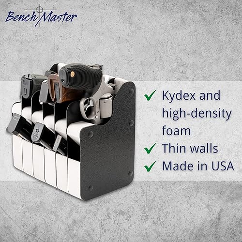 Miniatura 4 de BenchMaster Estante vertical para pistolas, almacenamiento seguro para pistolas, con capacidad para 2 a 12 pistolas, organizador seguro para armas,