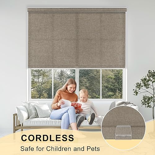 Miniatura 7 de Persianas enrollables con filtro de luz, sin cordón, para oscurecer la habitación con cenefa de cassette, protección de privacidad, para el hogar,