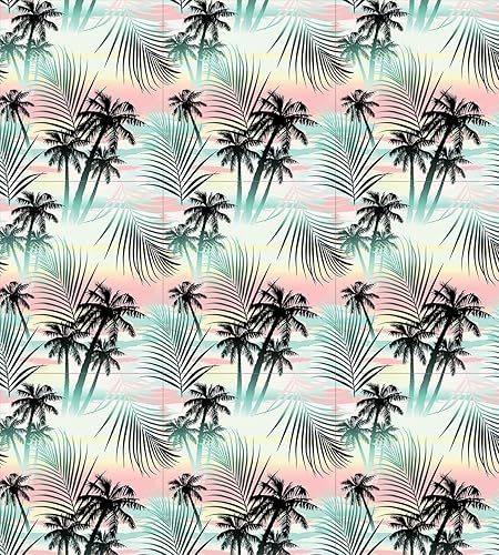 Miniatura 2 de Ambesonne Hawaii - Juego de funda de edredón de verano, palmeras y hojas exóticas de helecho, fondo colorido abstracto, juego de ropa de cama