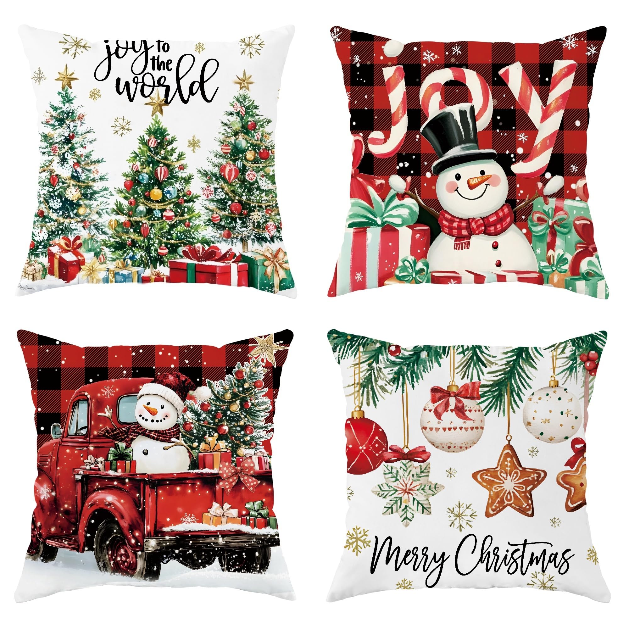 Housses de coussin de Noël rouge et vert 71x71 cm pour canapé
