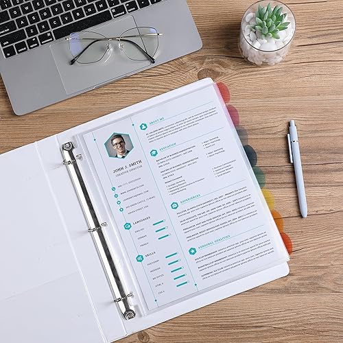 Miniatura 29 de Mr. Pen - Protectores de hojas transparentes con pestañas, 8 pestañas, 2 juegos, divisores de plástico transparente para carpeta de 3 anillas