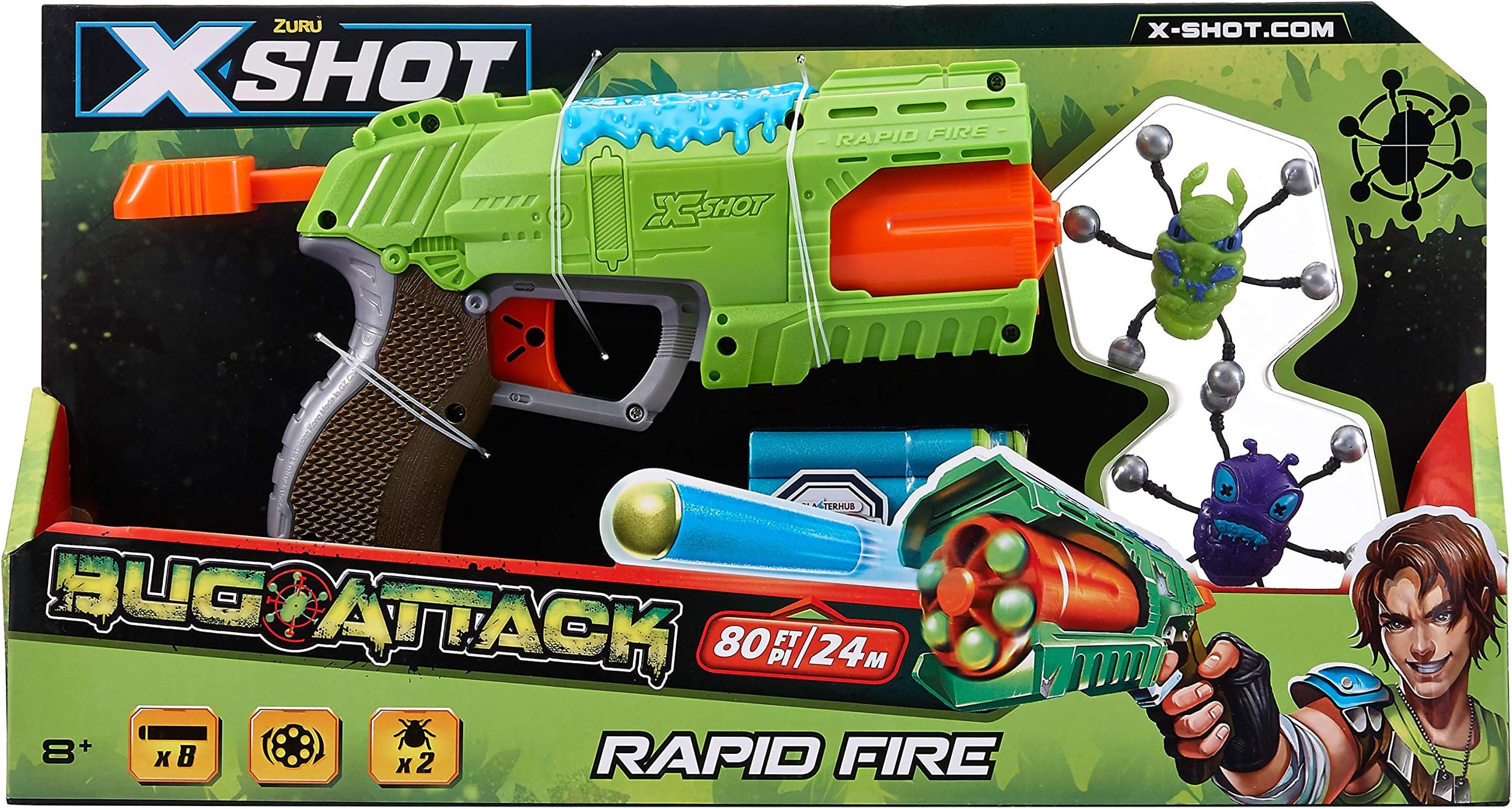 XSHOT Bug Attack Rabid Fire (2 Bugs, 8 Darts) by ZURU