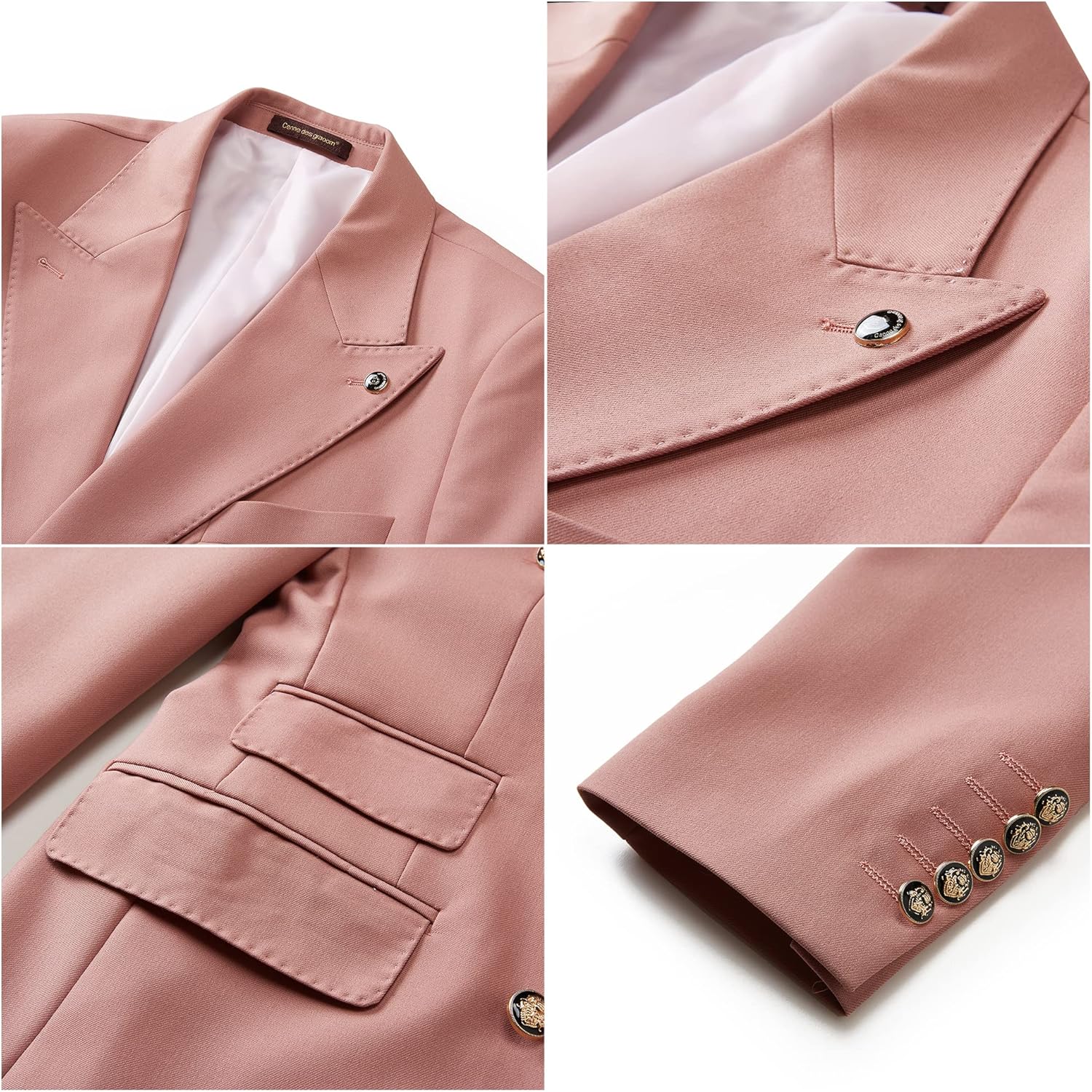 Men's Slim Fit 2 Piece Suit Double Breasted Business Wedding Prom Tuxedo Suits Blazer & Pants Set… - Image 3