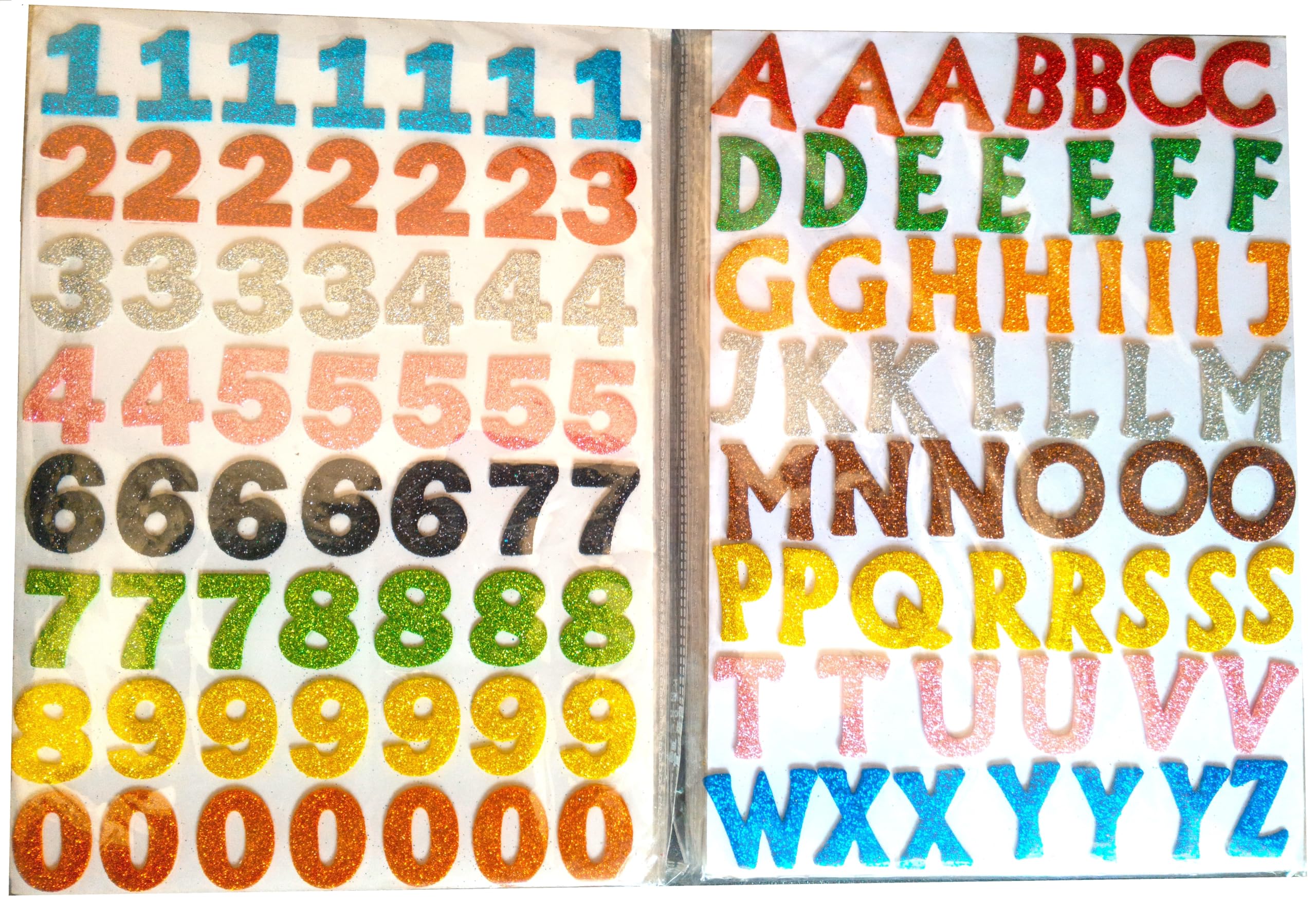 Glitter Sparkle Numbers 123 + Alphabet ABC Self-Adhesive Stickers | Pack of 2 Sheets, For Scrapbooks and Projects, Art and Craft Use, For Kids-picture-36