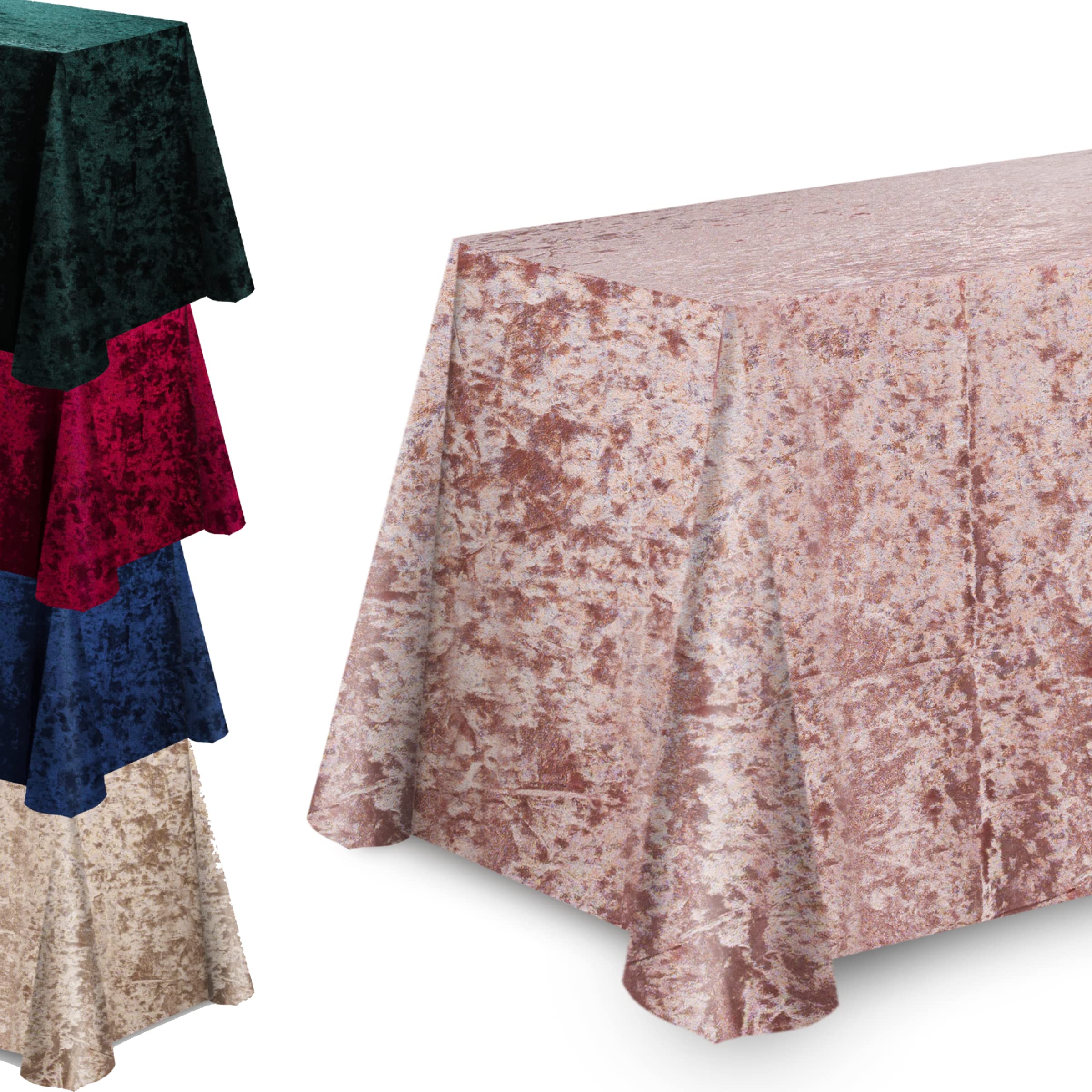 Elegant Rectangle Tablecloth 90 x 156 Inch, Made With Fine Crushed-Velvet Material, Fine Blush Pink Rectangle Tablecloth With Durable Seams, Table Cover Great for Weddings, Parties, Dinners & Events