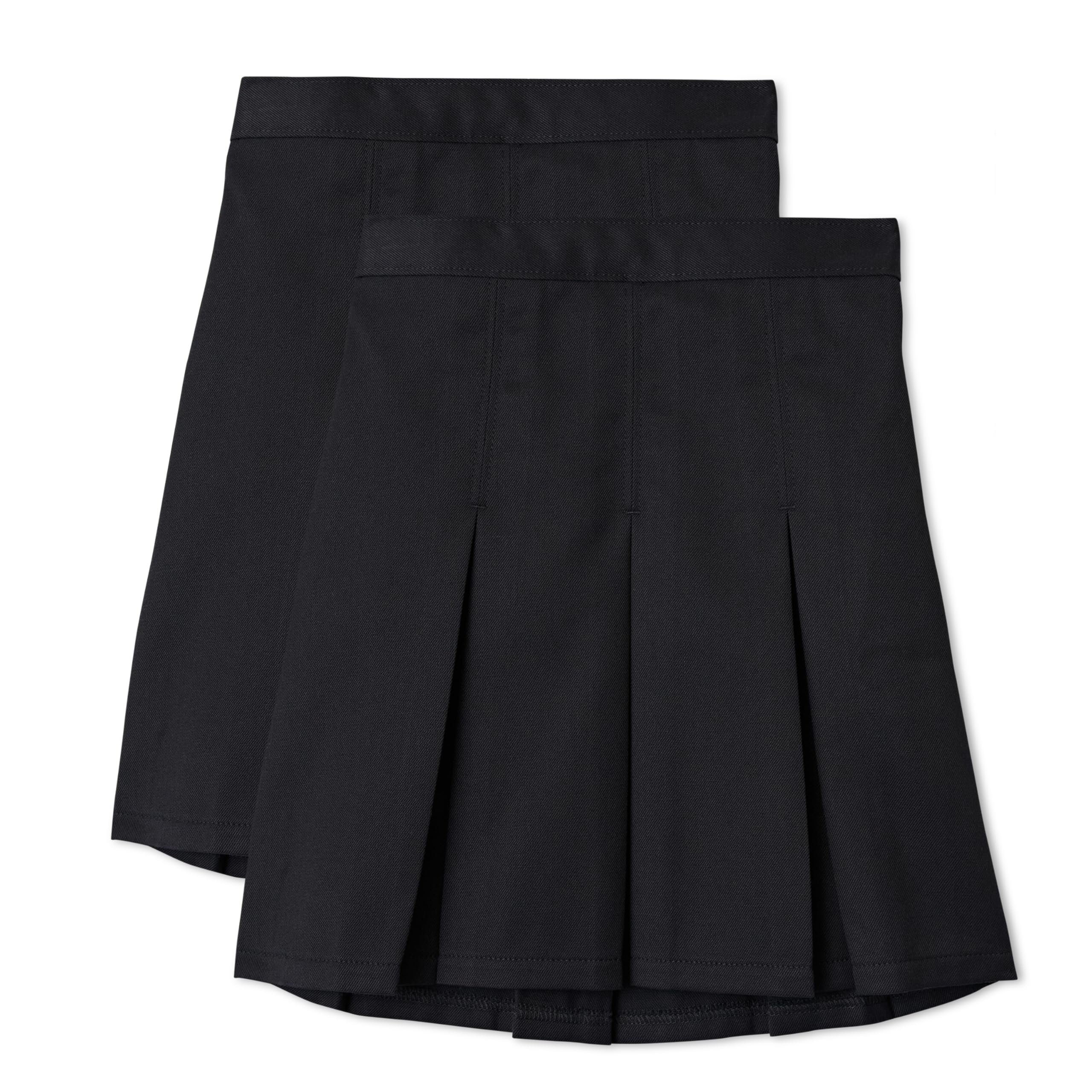 Amazon Essentials Girls' Pleated School Uniform Skirt, Pack of 2, Black, 8-9 Years
