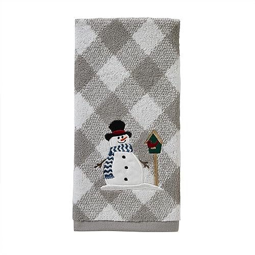Miniatura 3 de SKL Home Juego de toallas de mano de Navidadinvierno con muñeco de nieve y casita de pájaros 2 piezas para bañococinabar y regalo, gris