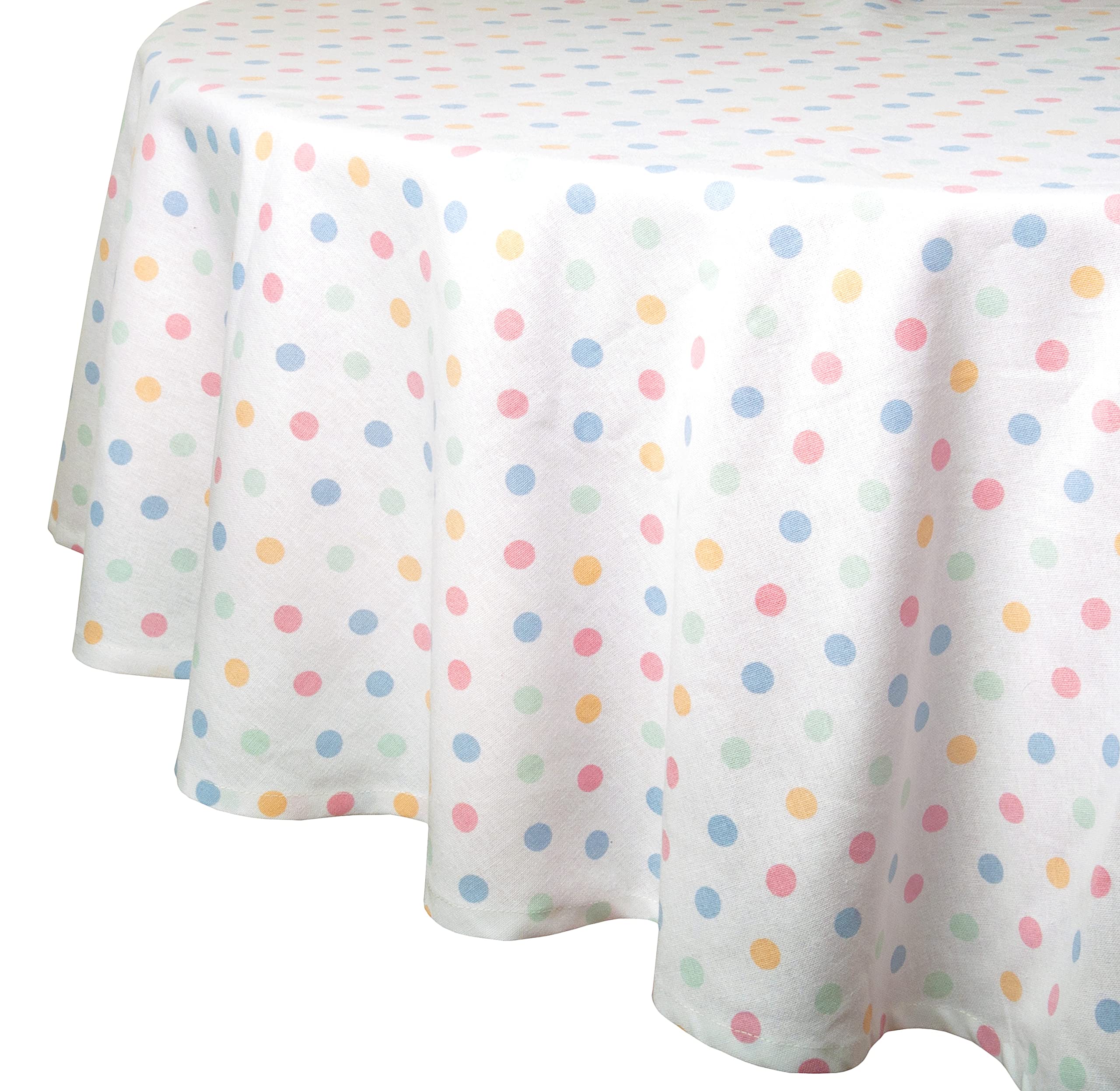 Yourtablecloth 100% Cotton Tablecloth –for Home, Restaurants, Cafés – Be it for Everyday Dinner Picnic or Occasions Like Spring and Easter (Spring Dot, 70" Round)