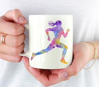 Löpande flicka kaffemugg unik tekopp hållbar drickkopp nyhet present till årsdag firande mamma kontor 330 ml
