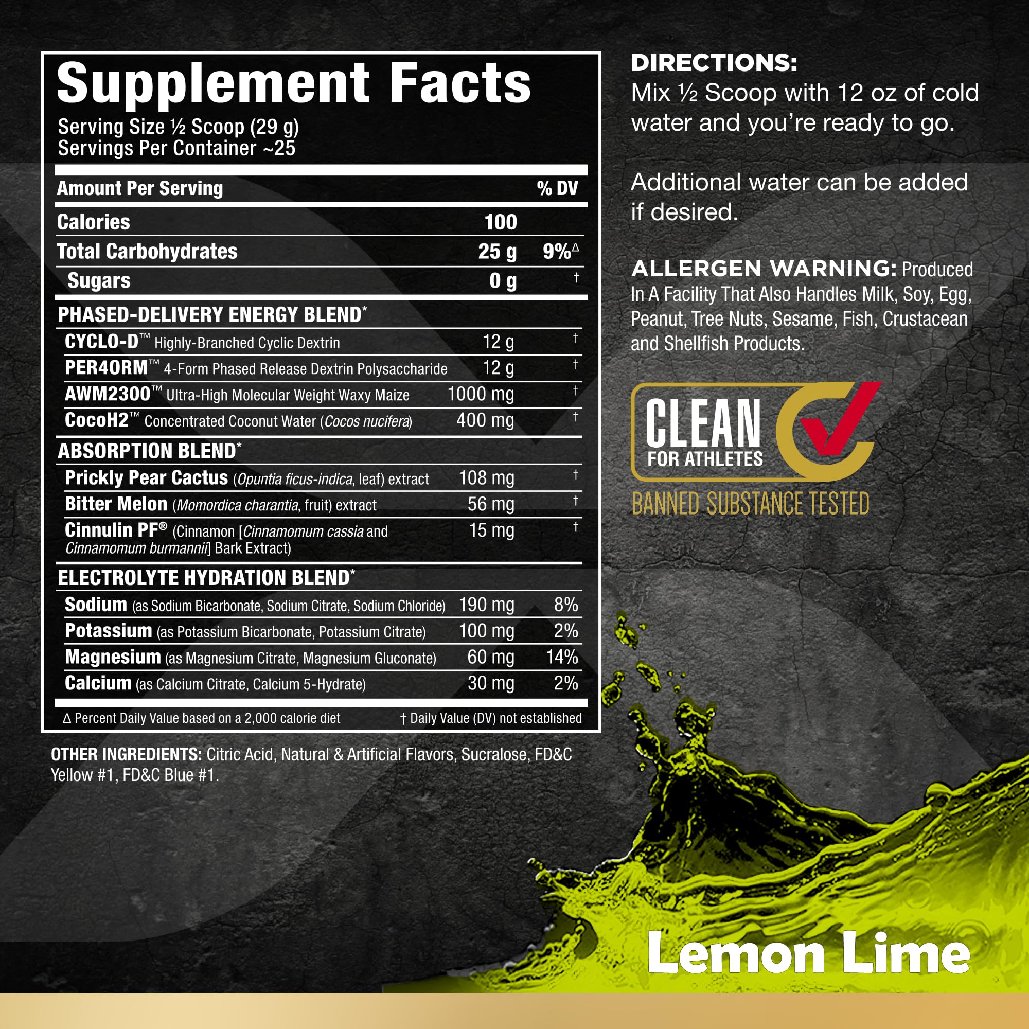 ALLMAX Nutrition Carbion+, Maximum Strength Electrolyte and Hydration Energy Drink, Lemon Lime, 870g