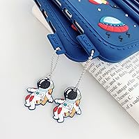 Vista 6 de Funda para Samsung Galaxy Tab A7 Lite de 8.7 pulgadas T220/T225, funda de silicona con patrón de astronautas de cosmonautas con colgante con cordón