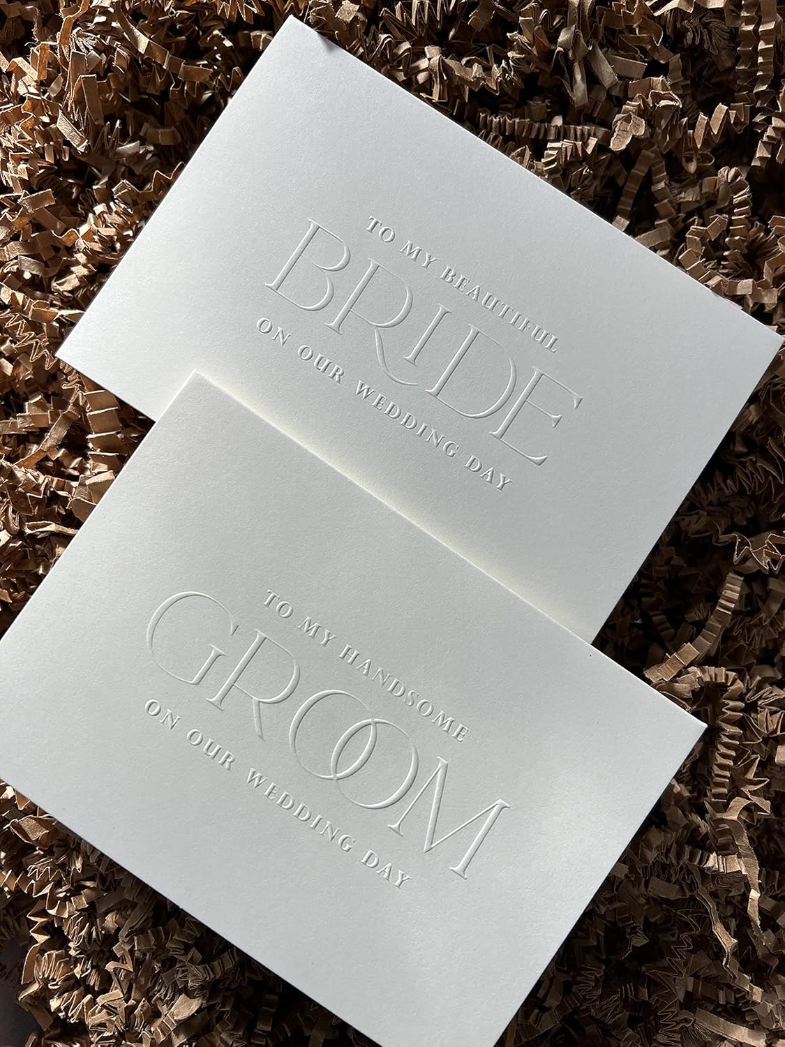 Luxe Embossed Bride & Groom Couple Wedding Card Thumbnail