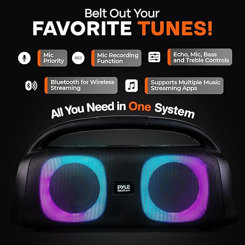 Miniatura 3 de Pyle Altavoz Bluetooth portátil Boombox con altavoces inalámbricos duales de alto rendimiento de 5 pulgadas, potencia de 160 W, batería recargable,