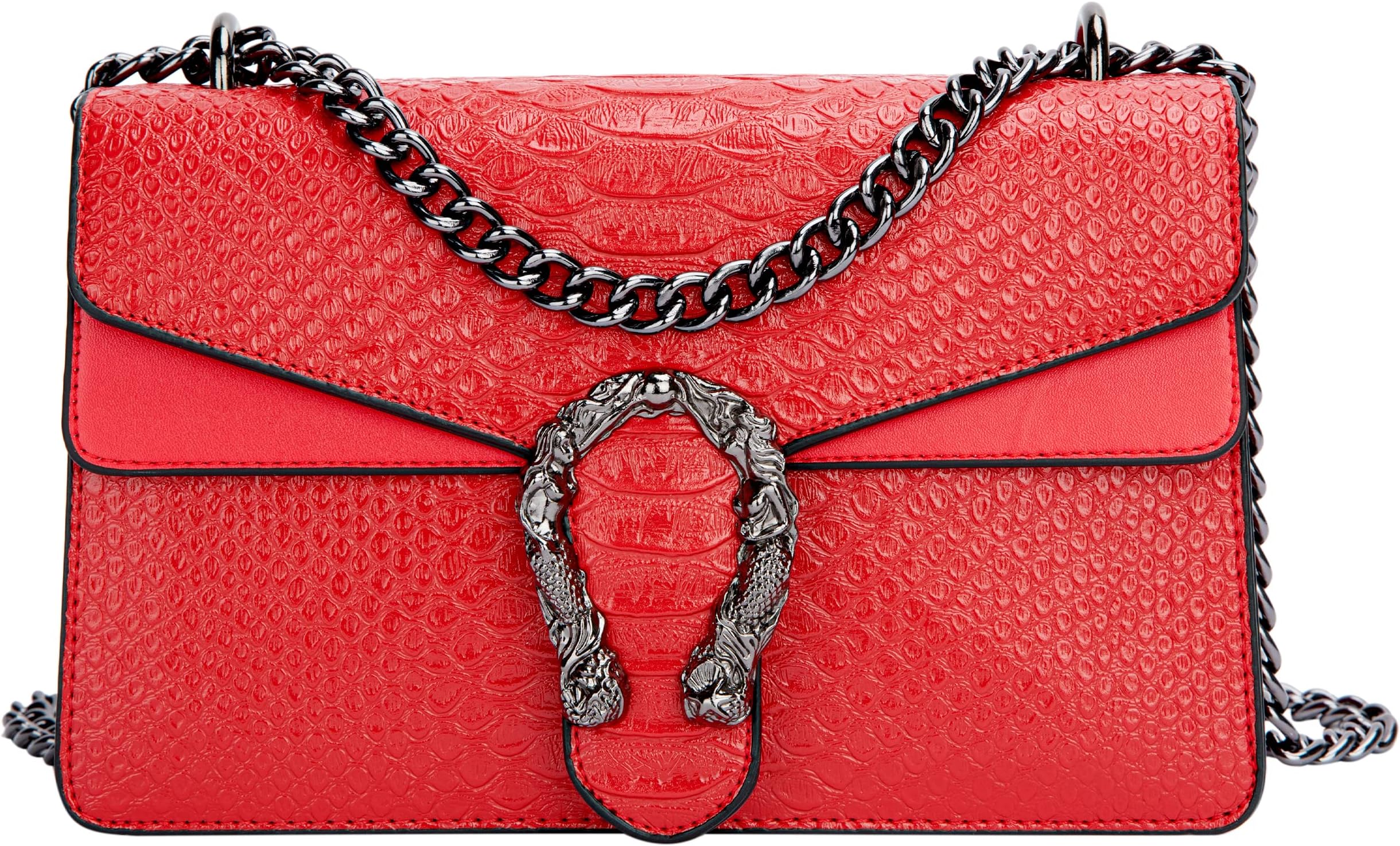 GLOD JORLEE Crossbody Shoulder Bag for Women Luxury Snake-Print Chain Strap Satchel Purse
