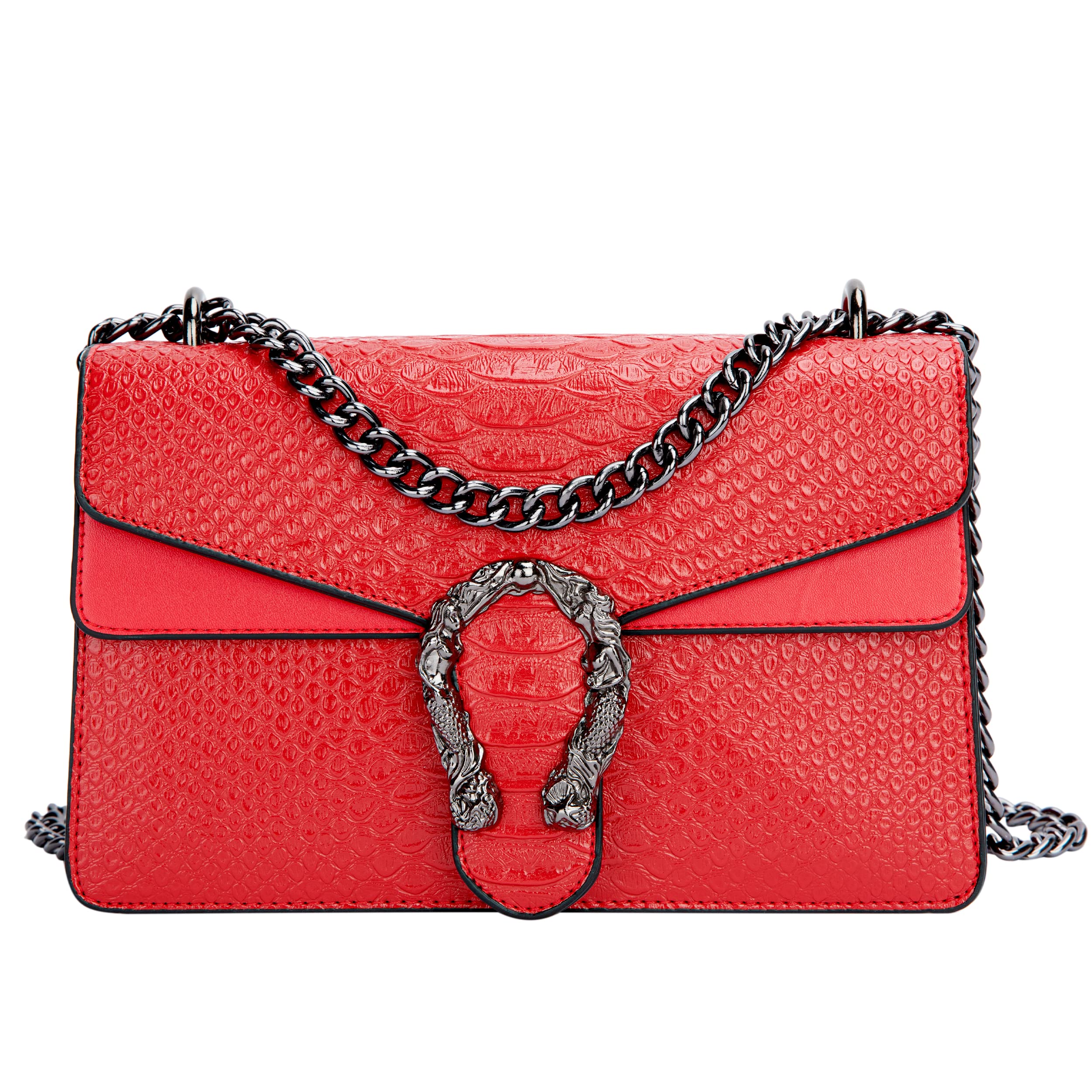 GLOD JORLEE Crossbody Shoulder Bag for Women Luxury Snake-Print Chain Strap Satchel Purse