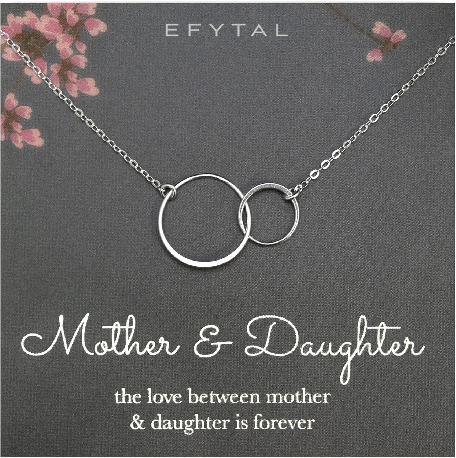 EFYTAL Mothers Day Gifts for Daughter, Sterling Silver 2 Circle Mother Daughter Necklace, Daughter Gift from Mom, First Mothers Day Necklace